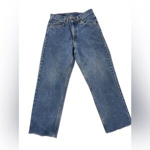 Levi’s 562 Loose Fit Raw Hem Orange Tap Jeans Size 27‎